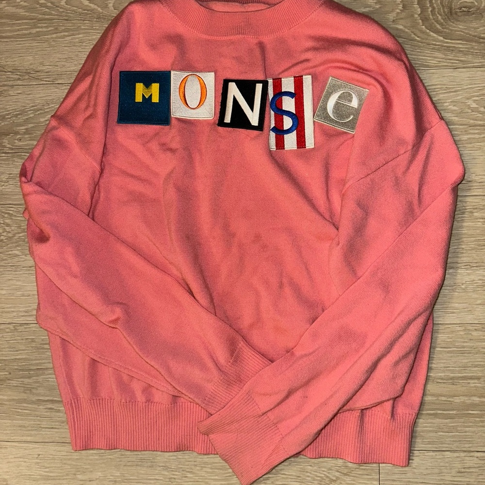 MONSE Pink Sweater with Multicolor Lettering